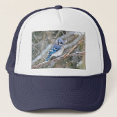 Blue Jay in een Snowstorm Trucker Pet (Voorkant)
