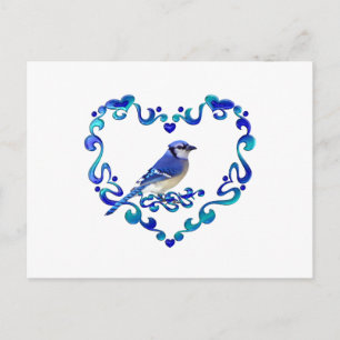 Blue Jay in Fancy hart Briefkaart