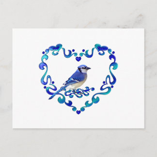 Blue Jay in Fancy hart Briefkaart