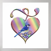 Blue Jay in hart Poster (Voorkant)