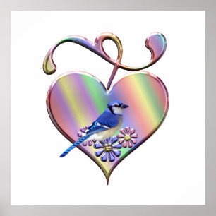 Blue Jay in hart Poster