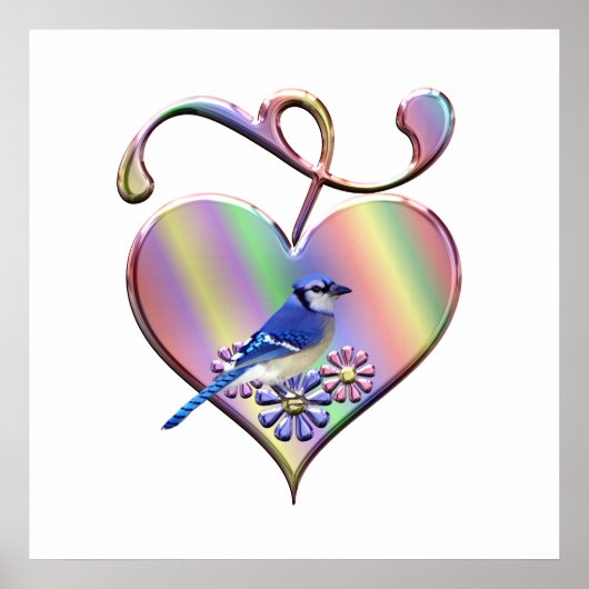 Blue Jay in hart Poster (Voorkant)
