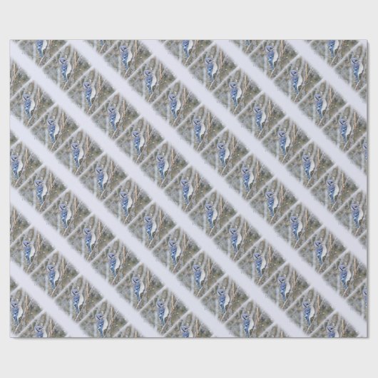 Blue Jay in Snow-kerstfeestdag Cadeaupapier (Vlak)