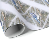 Blue Jay in Snow-kerstfeestdag Cadeaupapier (Rol Hoek)
