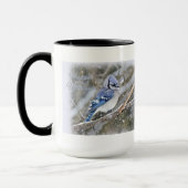 Blue Jay in Snow-kerstfeestdag Mok (Links)
