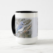 Blue Jay in Snow-kerstfeestdag Mok (Voorkant links)