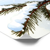 Blue Jay in Snowy Pines Watercolor Winter Bird Poster (Hoek)