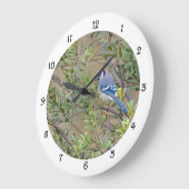 Blue Jay in Southern Wax Myrtle Wall Clock Grote Klok (Hoek)