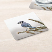 Blue Jay in Winter Kartonnen Onderzetters (Schuin)