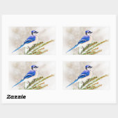 Blue Jay in Winter Rechthoekige Sticker (Vel)
