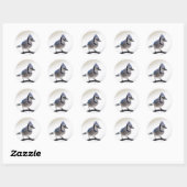 Blue Jay in Winter Ronde Sticker (Vel)