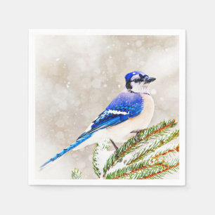 Blue Jay in Winter Servetten