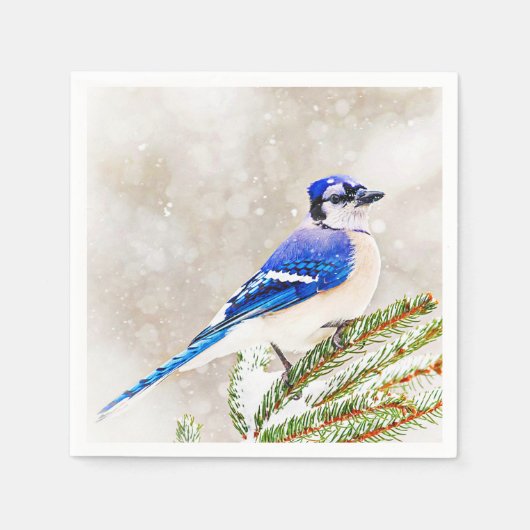 Blue Jay in Winter Servetten (Voorkant)