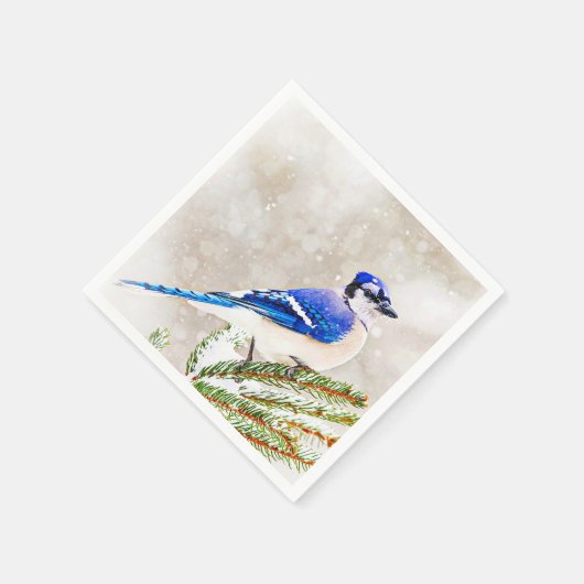 Blue Jay in Winter Servetten (Hoek)