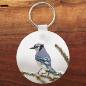 Blue Jay in Winter Sleutelhanger (Voorkant)