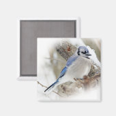 Blue Jay in Winter Snow Magneet (Voorkant / Achterkant)