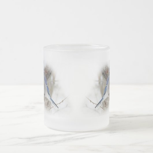 Blue Jay in Winter Snow Matglas Koffiemok (Center)