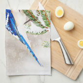 Blue Jay in Winter Theedoek (Quarter Fold)