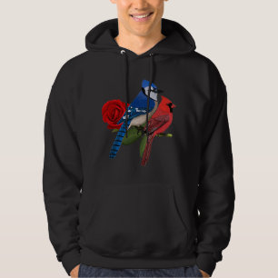Blue Jay Kardinaal Bird Valentijnsdag Roos Birdlo Hoodie