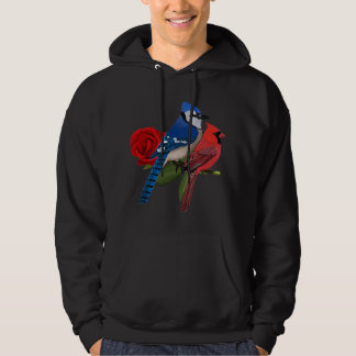 Blue Jay Kardinaal Bird Valentijnsdag Roos Birdlo Hoodie