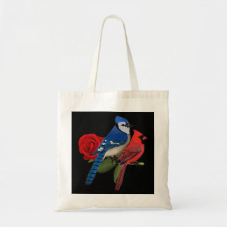 Blue Jay Kardinaal Bird Valentijnsdag Roos Birdlo Tote Bag