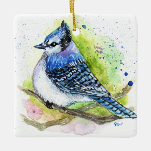 Blue Jay Keramisch Ornament (Voorkant)