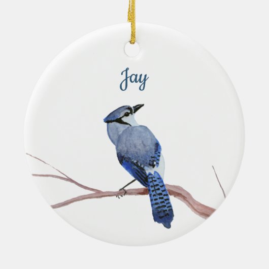 Blue Jay Keramisch Ornament (Achterkant)