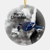 Blue Jay kerstsierfeestjaar Keramisch Ornament (Voorkant)