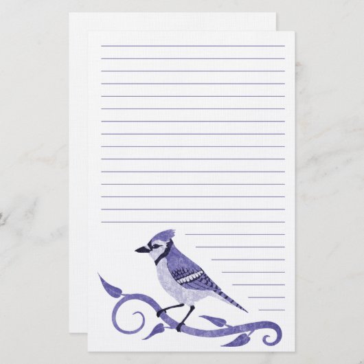 Blue Jay Lined Stationery Briefpapier (Voorkant / Achterkant)