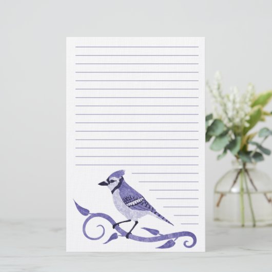 Blue Jay Lined Stationery Briefpapier (Staand voorkant)