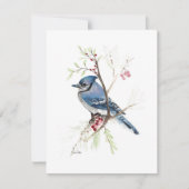 Blue Jay Mooie Waterverf Note Kaart (Voorkant)