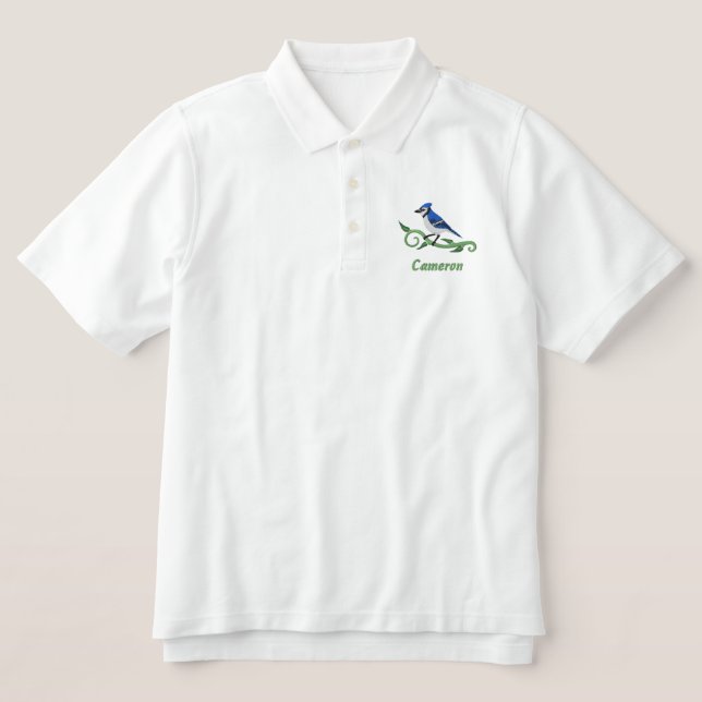 Blue Jay Name Embroided Polo Shirt (Design Front)