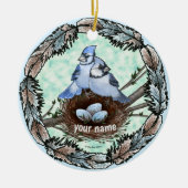 Blue Jay Nest Keramisch Ornament (Voorkant)