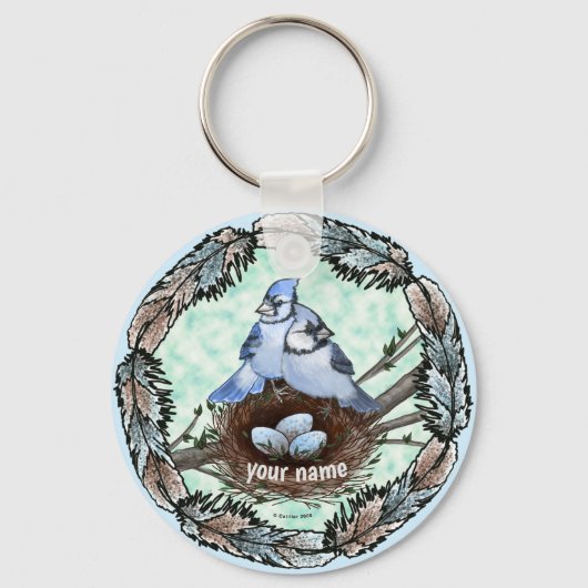 Blue Jay Nest Sleutelhanger (Voorkant)