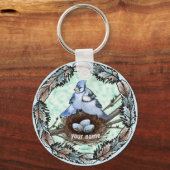 Blue Jay Nest Sleutelhanger (Voorkant)