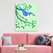 Blue Jay on Branch Art Canvas Afdruk (Insitu (Woonkamer))