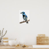 Blue Jay on Branch Waterverf Painting Poster (Keuken)