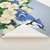 Blue Jay onder Dogwood Flowers Sherpa Deken (3/4)