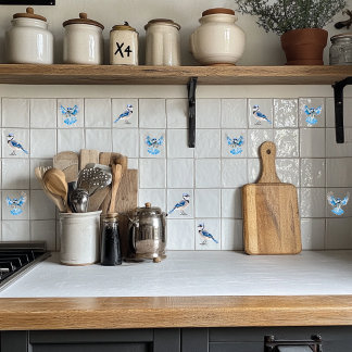 Blue Jay op de vlucht Tegeltje