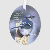 Blue Jay op Post Foto met Quote Birds Nest w/Eggs Ornament (voorkant)