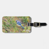 Blue Jay op Southern Wax Myrtle Bagagelabel (Voorkant horizontaal)