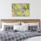 Blue Jay op Southern Wax Myrtle Canvas Afdruk (Insitu (Slaapkamer))