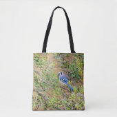 Blue Jay op Southern Wax Myrtle Canvas tas (Voorkant)