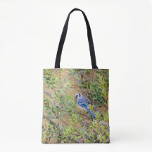 Blue Jay op Southern Wax Myrtle Canvas tas