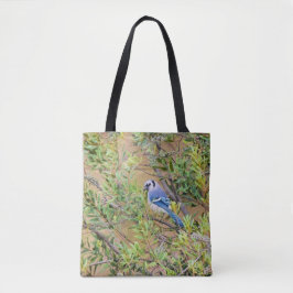 Blue Jay op Southern Wax Myrtle Canvas tas
