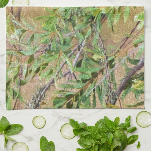 Blue Jay op Southern Wax Myrtle Theedoek (Gevouwen)