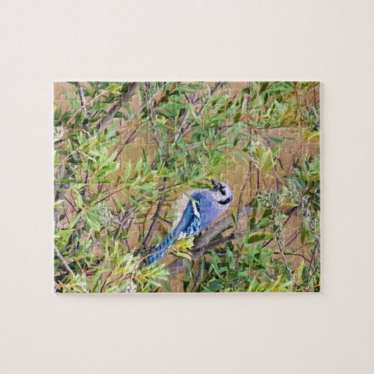 Blue Jay op Wax Myrtle Legpuzzel (Horizontaal)