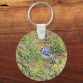 Blue Jay op Wax Myrtle Sleutelhanger (Voorkant)