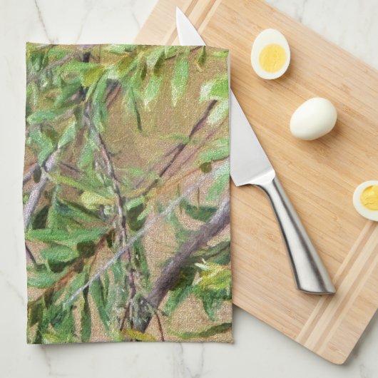 Blue Jay op Wax Myrtle Theedoek (Quarter Fold)