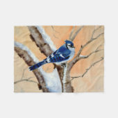 Blue Jay op zonsondergang Fleece Deken (Voorkant (Horizontaal))